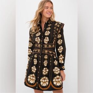 NEW Farm Rio Black Bold Flowers Long Sleeve Mini Dress Size Small
